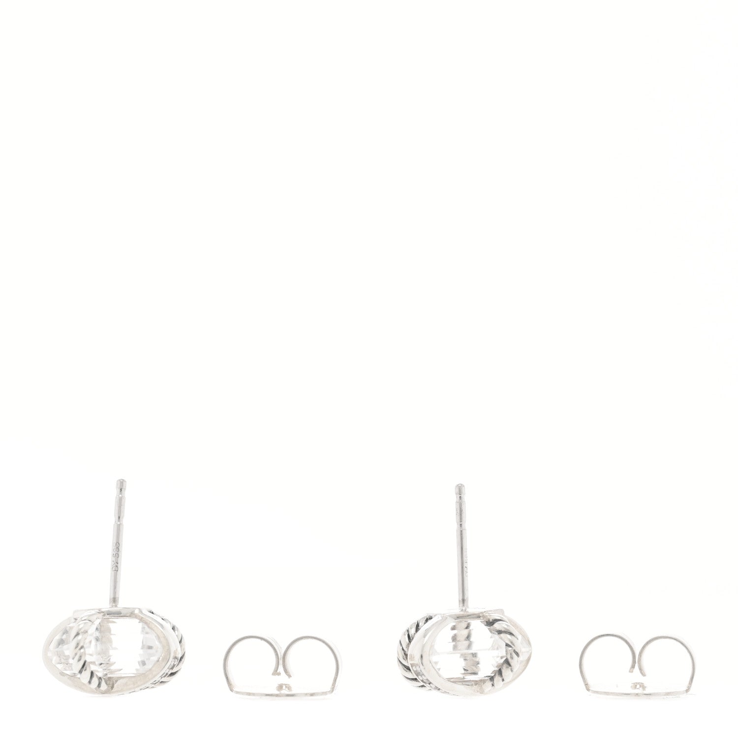 David Yurman Sterling Silver Diamond Crystal 10mm Cable Wrap Earrings 3 of 4