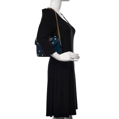 Gucci Nappa Pearl Studded Mini Queen Margaret Broadway Shoulder Bag Blue Agata 3 of 11
