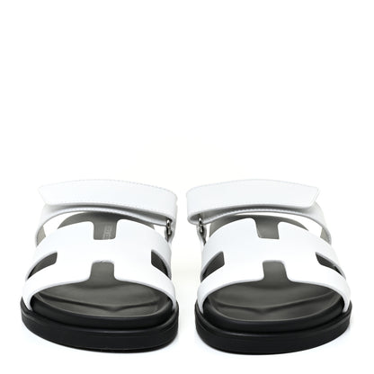 Hermes Calfskin Womens Chypre Sandals 37.5 White 2 of 13