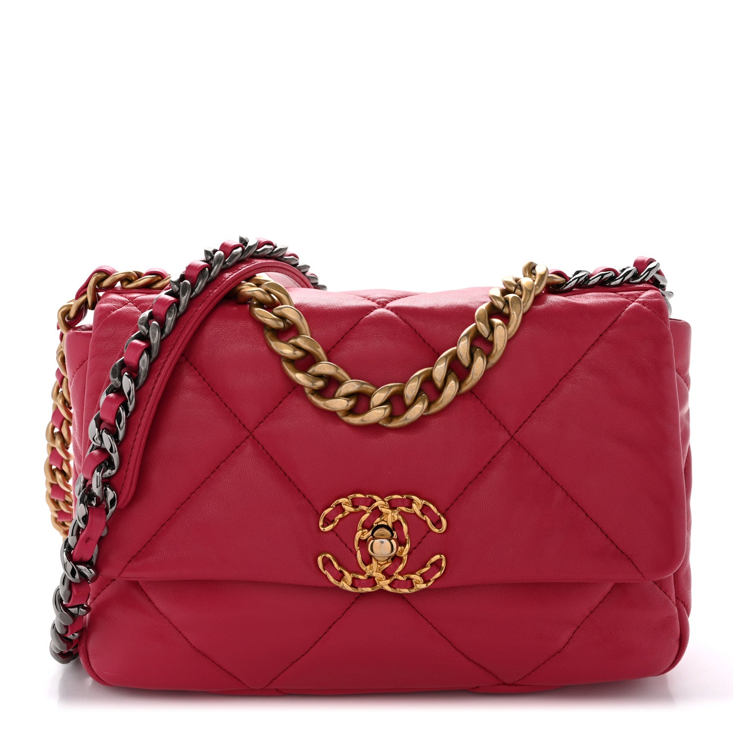 Chanel Goatskin Quilted Medium Chanel 19 Flap Pink 1 of 10