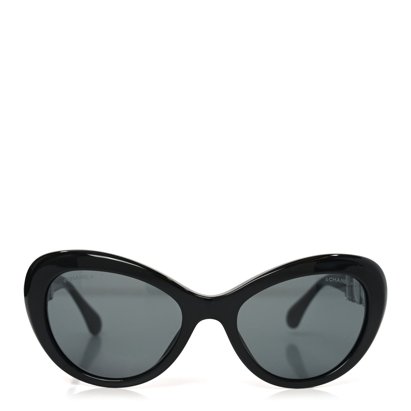 Acetate Glass Pearls Cat Eye Sunglasses 5443-H Black