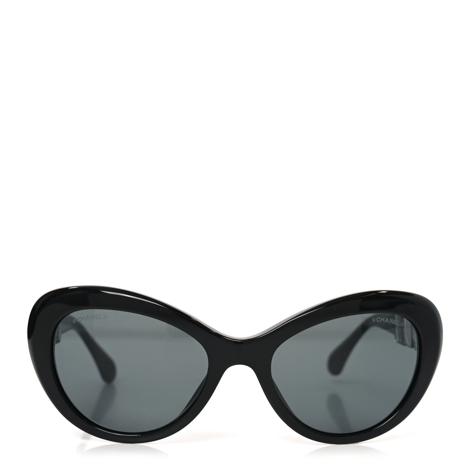 Chanel Acetate Glass Pearls Cat Eye Sunglasses 5443-H Black 2 of 7