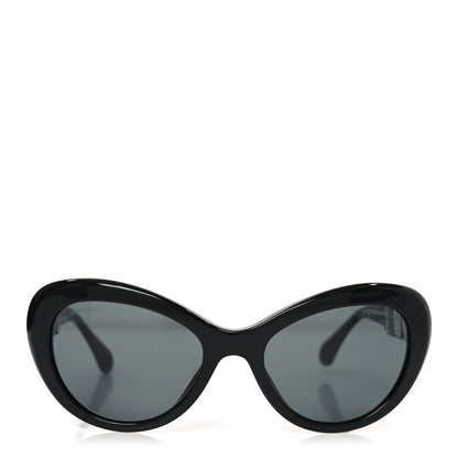Chanel Acetate Glass Pearls Cat Eye Sunglasses 5443-H Black 2 of 7