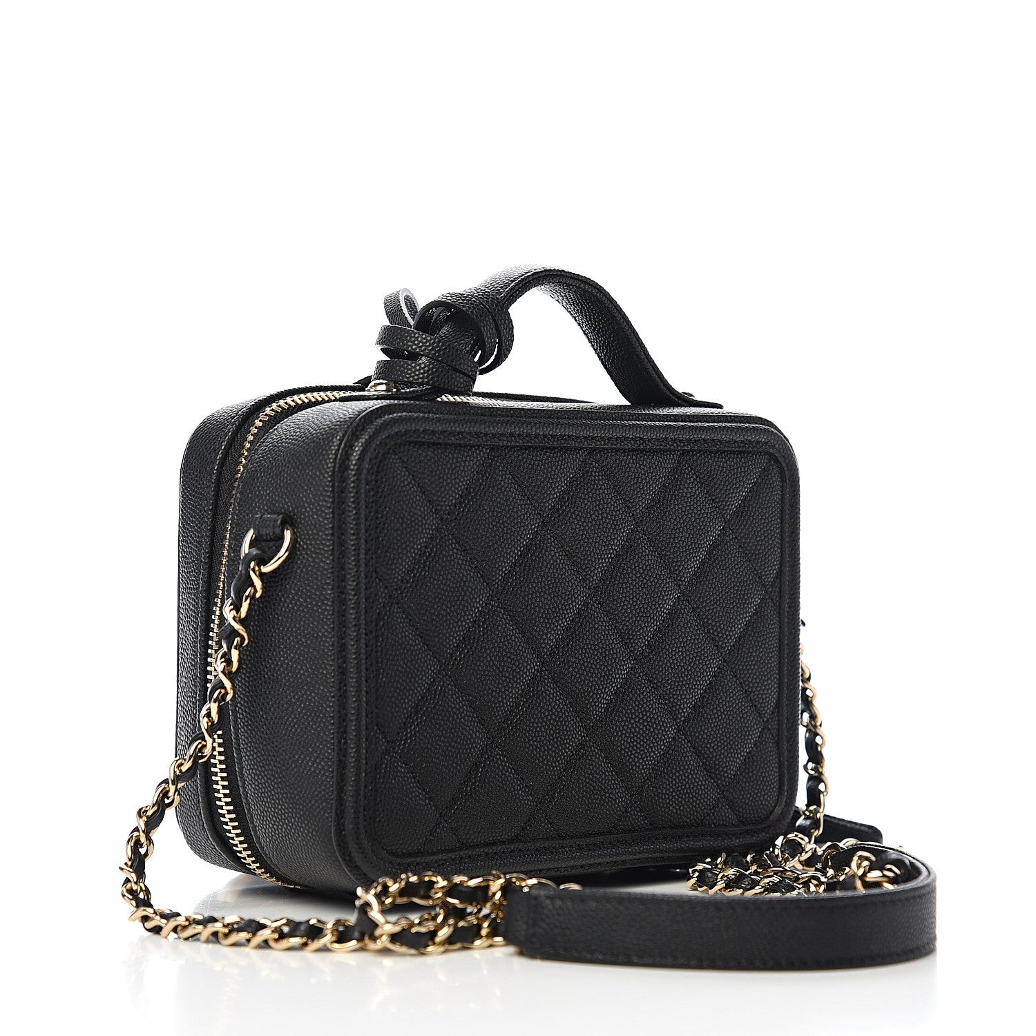 Chanel Caviar Quilted Small CC Filigree Vanity Case Black 2 of 9