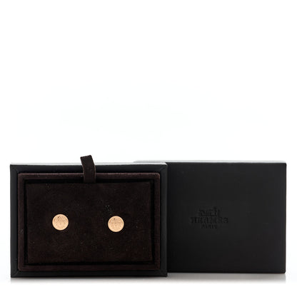 Hermes 18K Rose Gold TPM Ex-Libris Stud Earrings 5 of 5