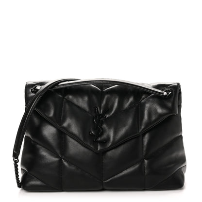 Saint Laurent Lambskin Quilted Monogram Monochrome Medium Loulou Puffer Chain Satchel Black 1 of 10