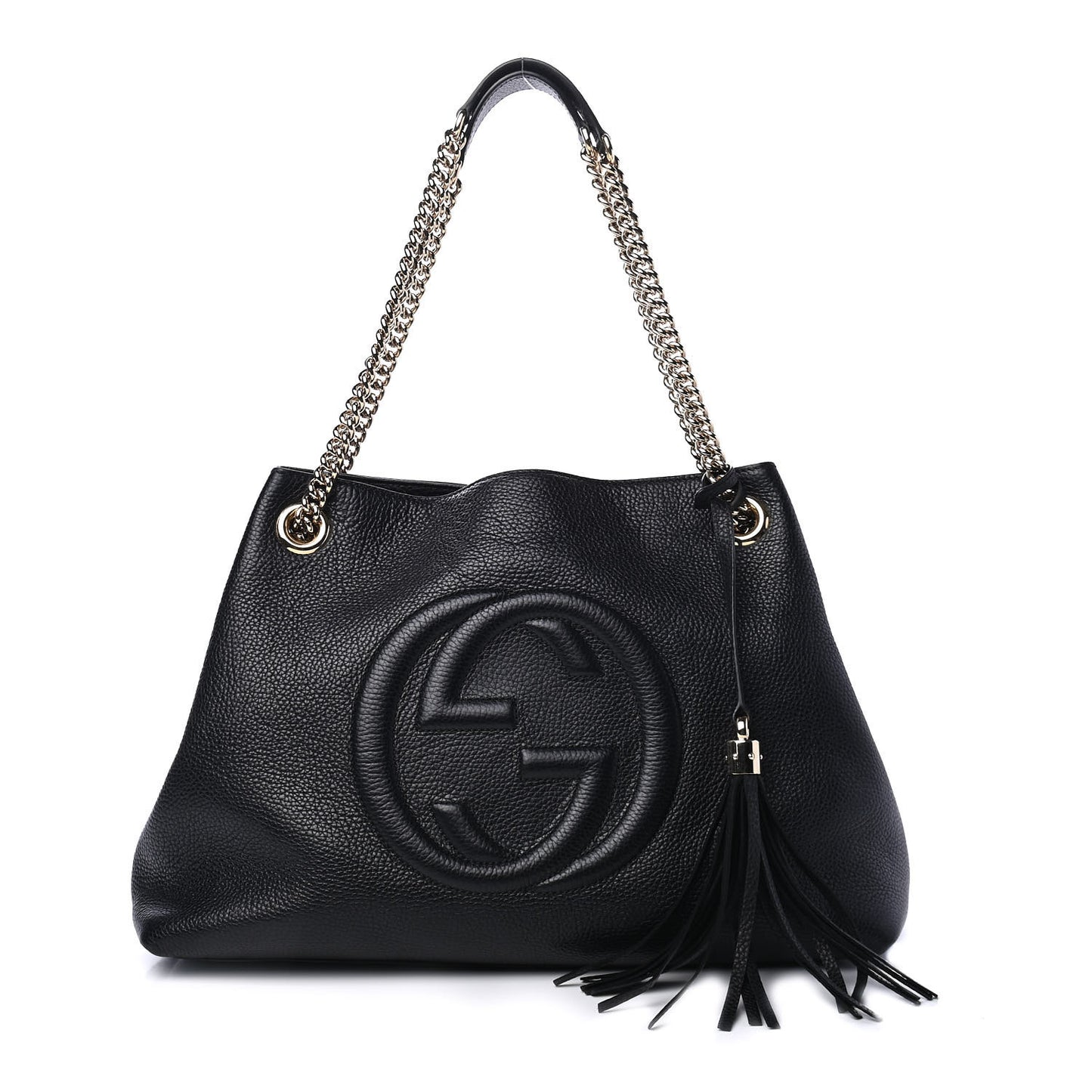 Pebbled Calfskin Medium Soho Chain Shoulder Bag Black