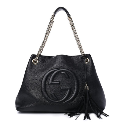 Gucci Pebbled Calfskin Medium Soho Chain Shoulder Bag Black 1 of 4