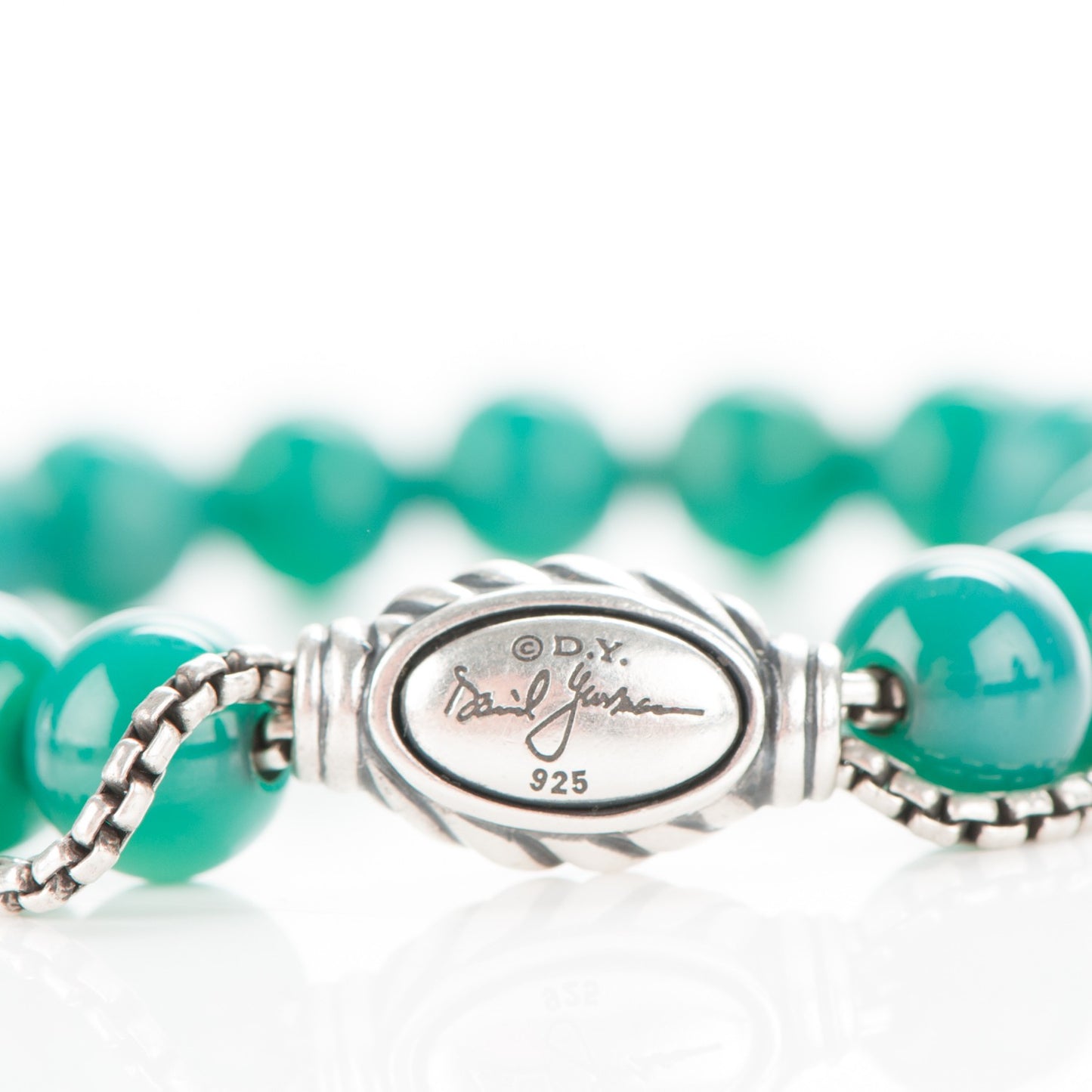 Sterling Silver Green Onyx 8mm Spiritual Beads Bracelet