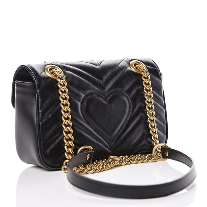 Gucci Calfskin Matelasse Mini GG Marmont Shoulder Bag Black 3 of 9