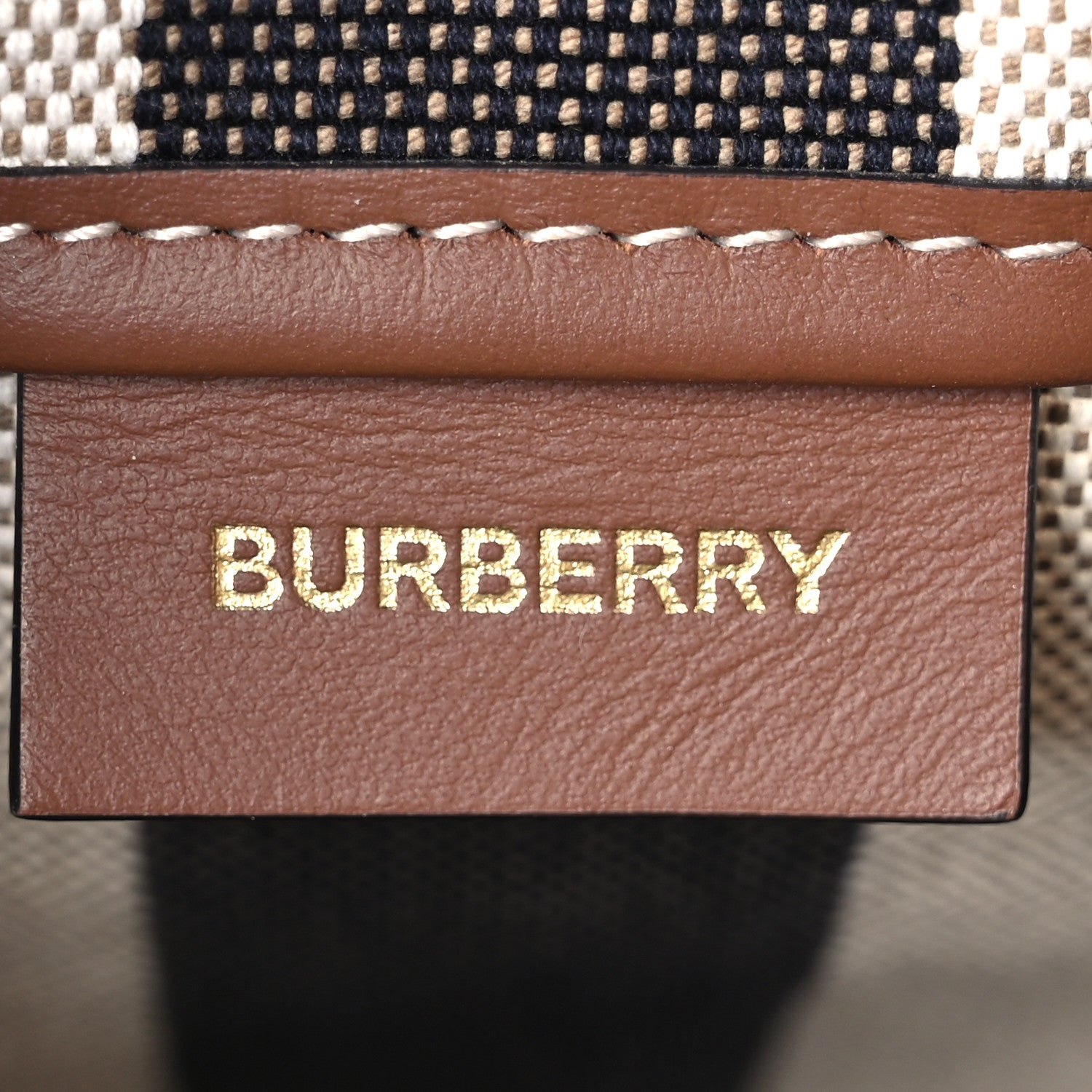Burberry Giant Check Canvas Small Bucket Bag Taupe Brown 6 of 11
