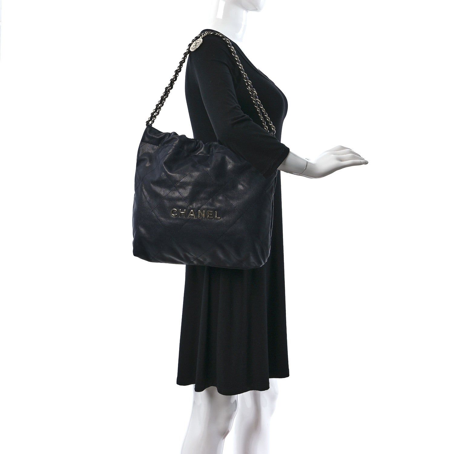 Chanel Shiny Caviar Quilted Small Chanel 22 Dark Blue 2 of 11
