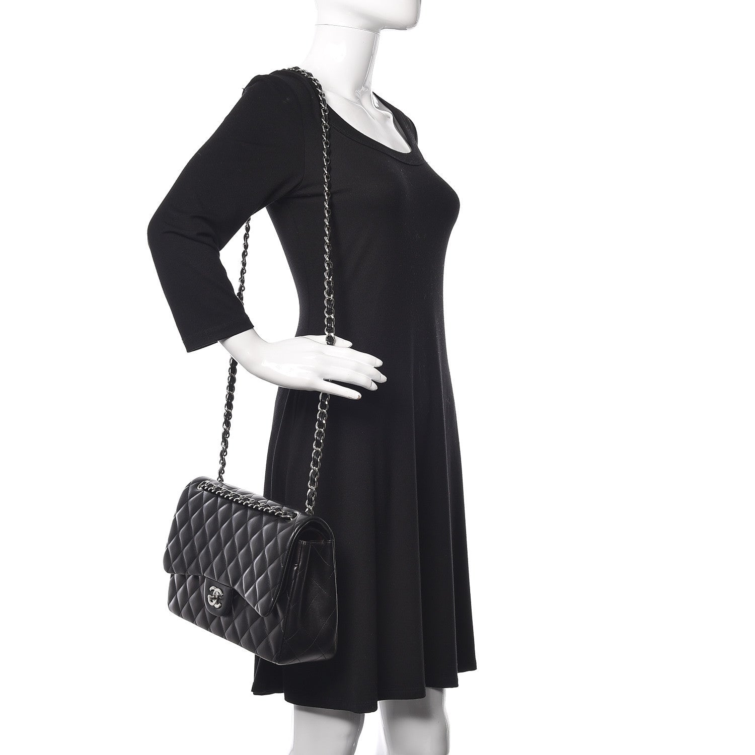 Chanel Lambskin Quilted Jumbo Double Flap Black 3 of 14