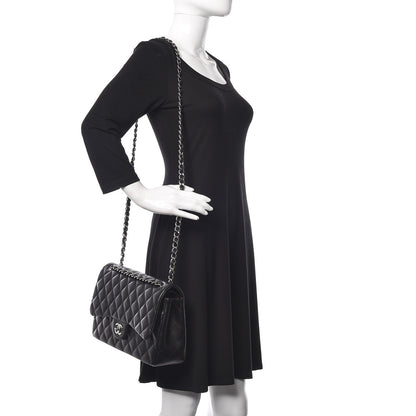 Chanel Lambskin Quilted Jumbo Double Flap Black 3 of 14