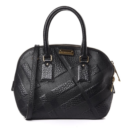 Burberry Heritage Grain Check Embossed Small Orchard Bowling Bag Black 1 of 8