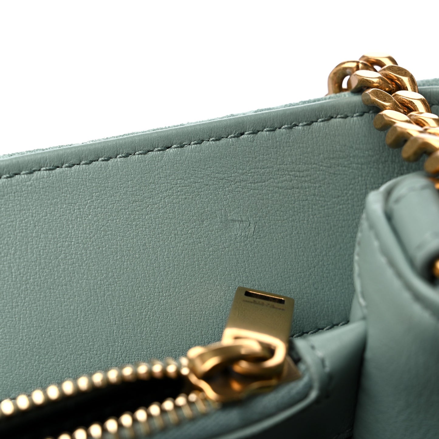Suede Y Quilted Monogram Medium Loulou Chain Satchel Vert Opaline