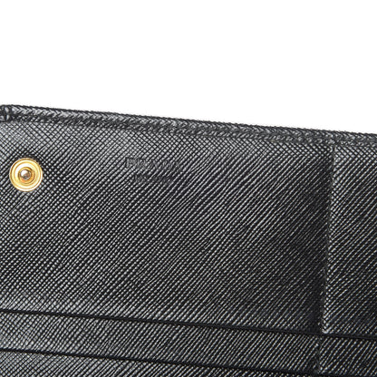 Prada Saffiano Metal Continental Flap Wallet Black 6 of 8