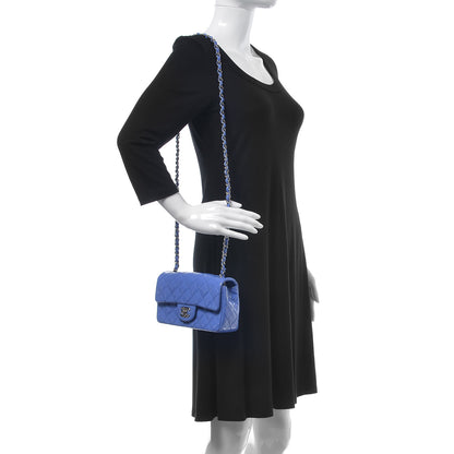Chanel Patent Calfskin Quilted Mini Rectangular Flap Blue 2 of 7