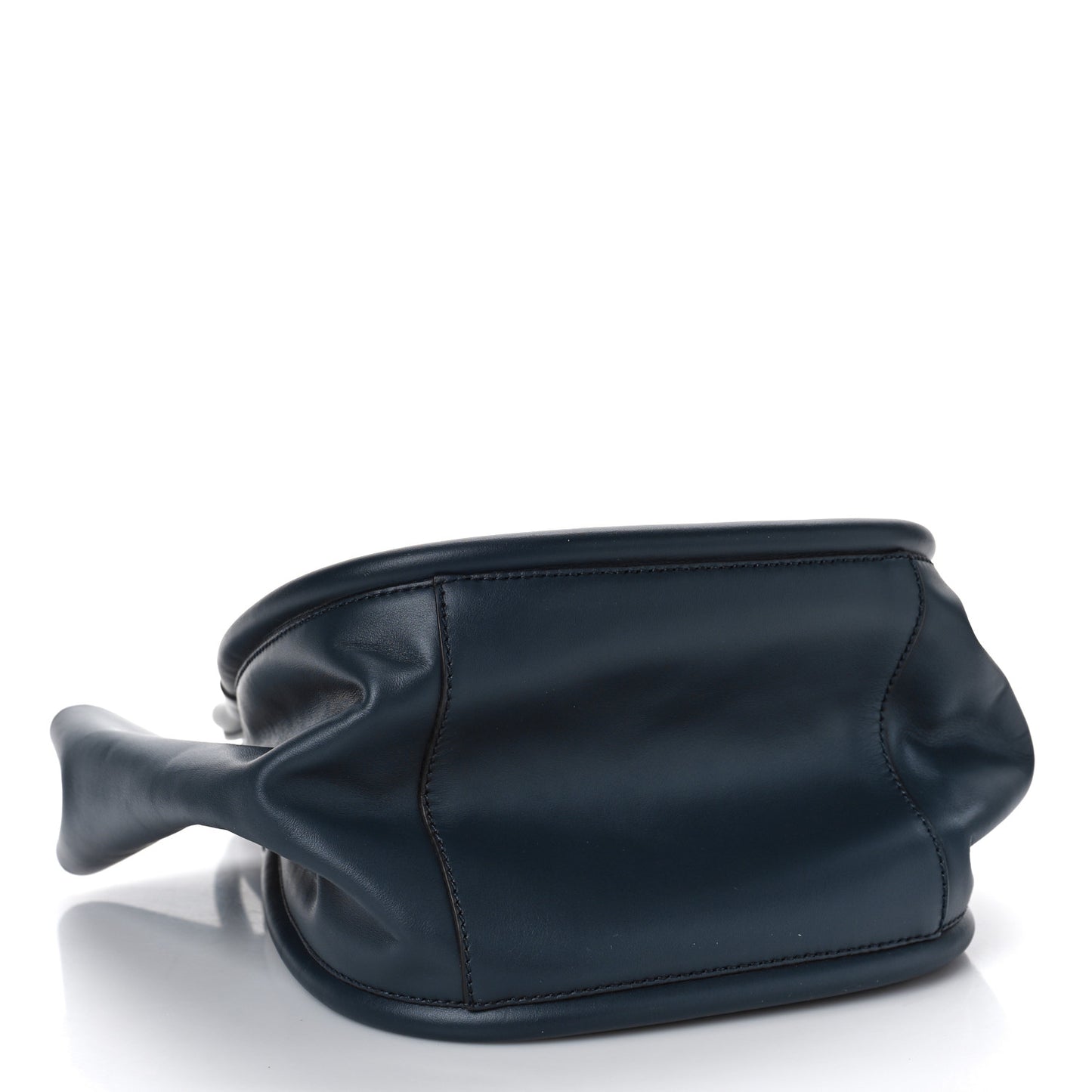 Calfskin Small Ruched Tote Navy