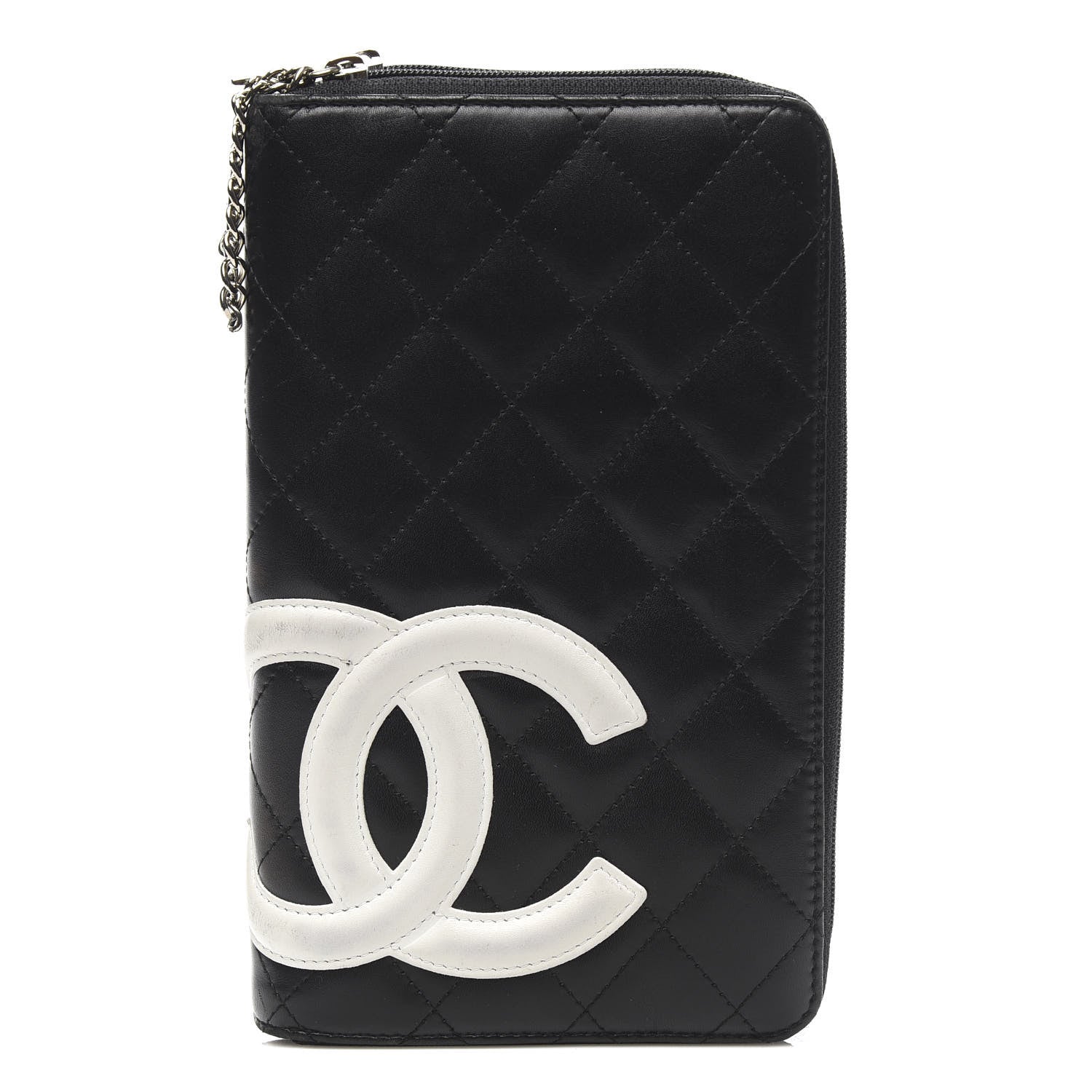 Chanel Calfskin Cambon Zip Around Organizer Wallet Black White 1 of 10
