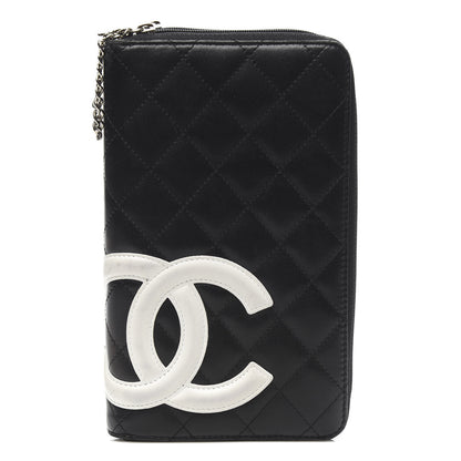 Chanel Calfskin Cambon Zip Around Organizer Wallet Black White 1 of 10