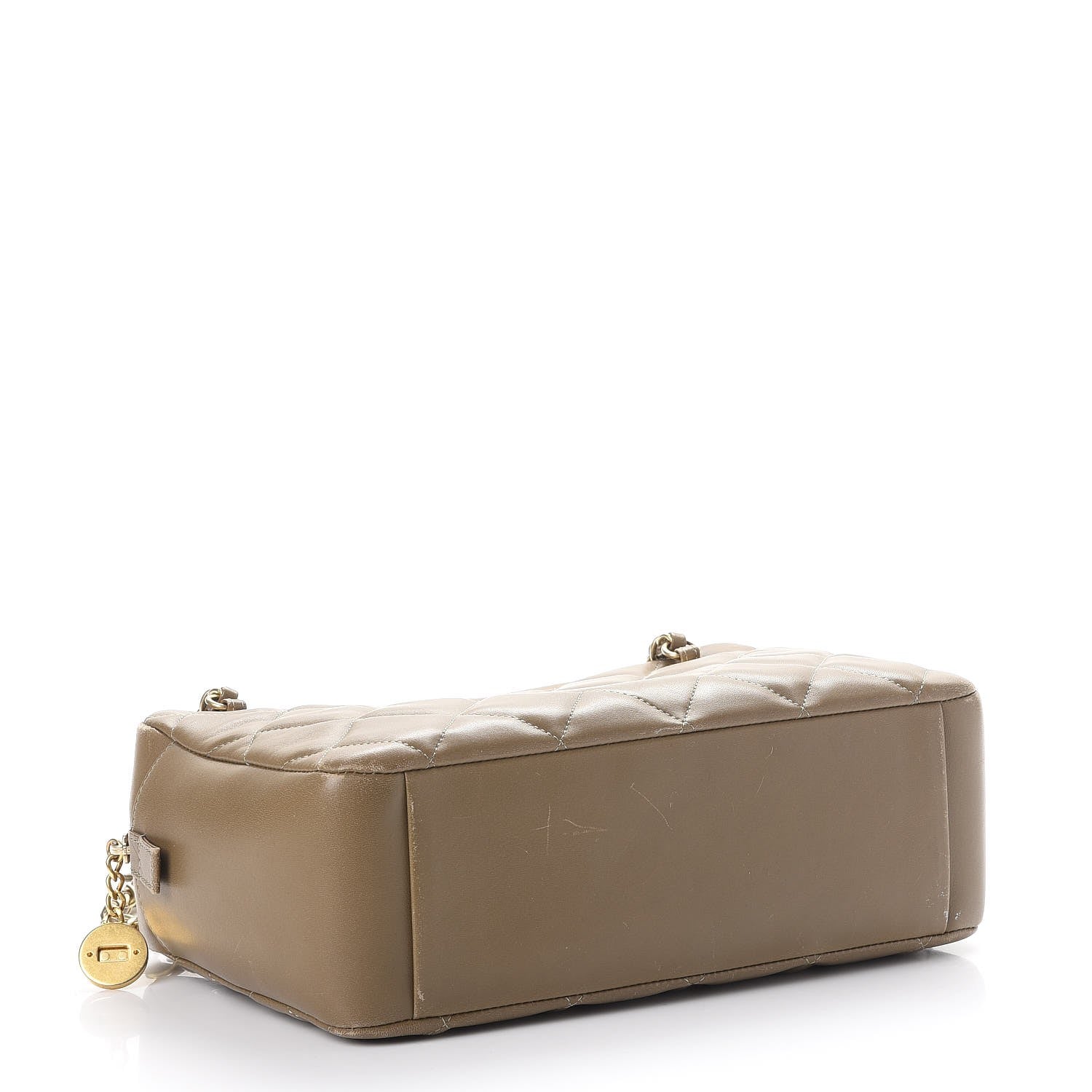 Chanel Lambskin Diamond CC Small Camera Case Khaki Clair 4 of 16