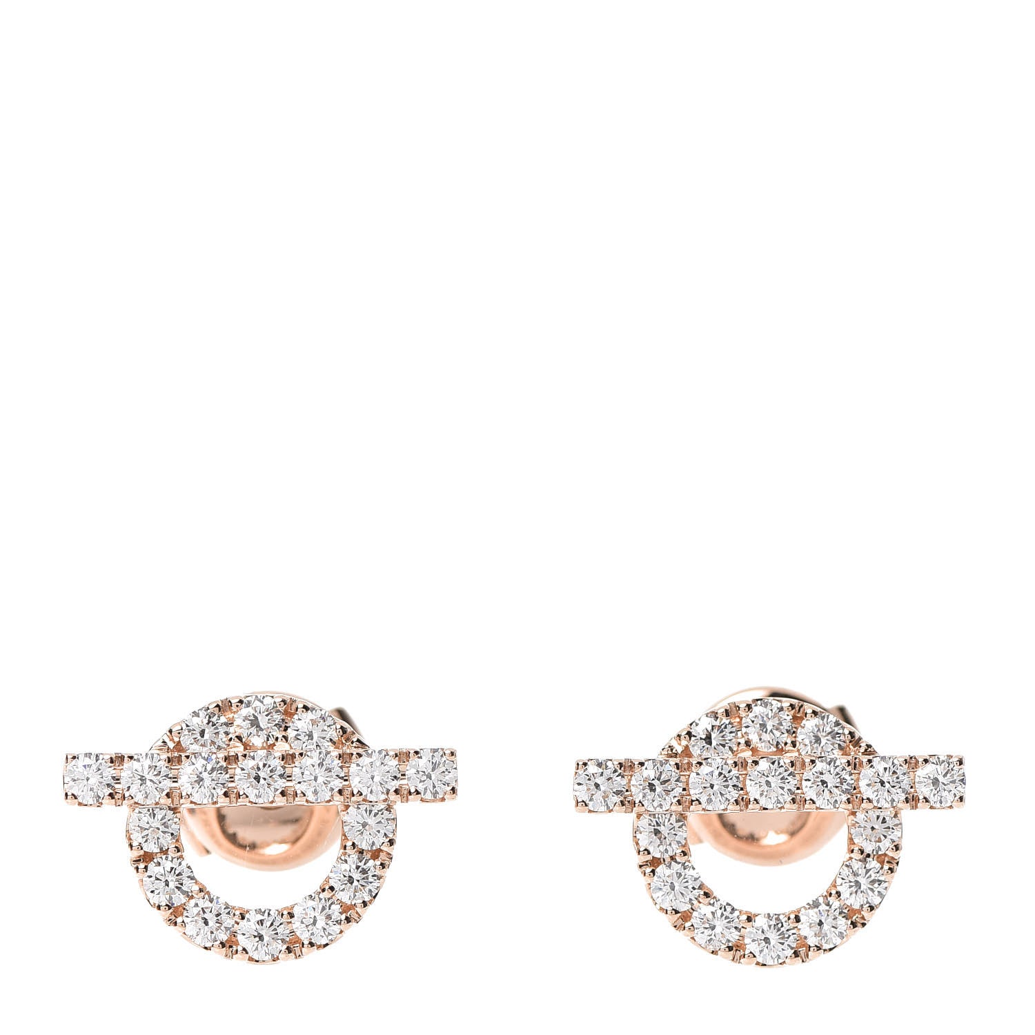 Hermes 18K Rose Gold Diamond Finesse Earrings 1 of 4