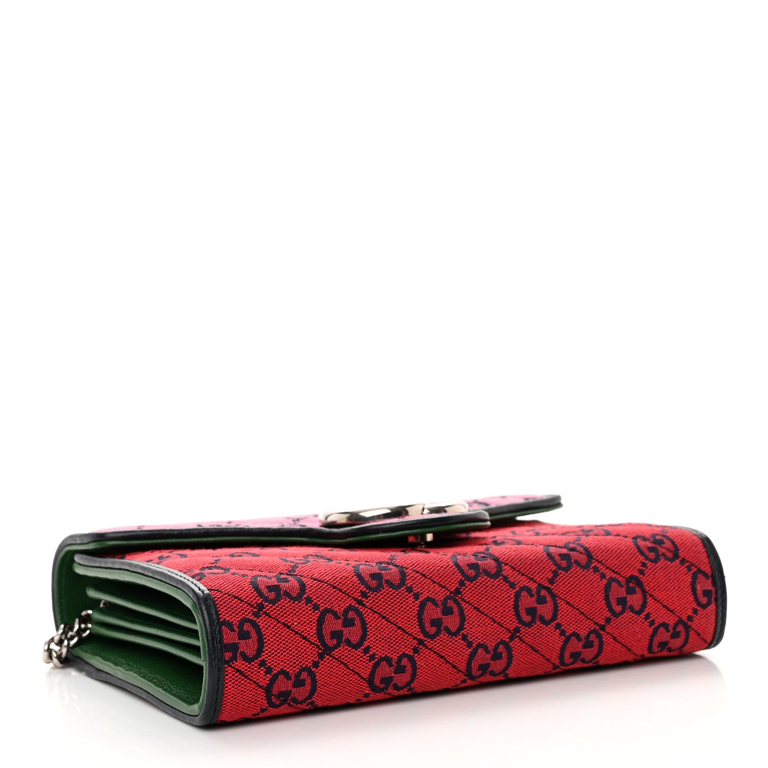Gucci Monogram Multicolor Matelasse Diagonal GG Marmont Chain Wallet Red Blue Pink Green 4 of 19