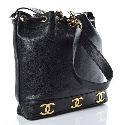 Chanel Caviar CC Drawstring Shoulder Bag Black 4 of 12