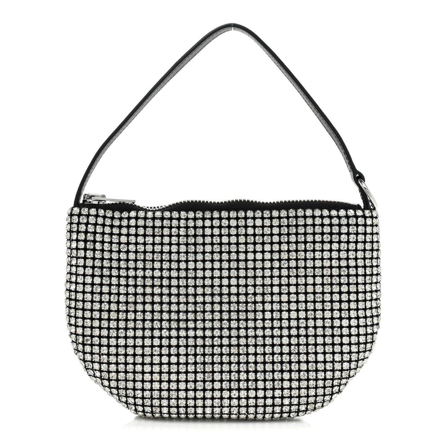 Mesh Crystal Wanglock Fortune Cookie Bag Black