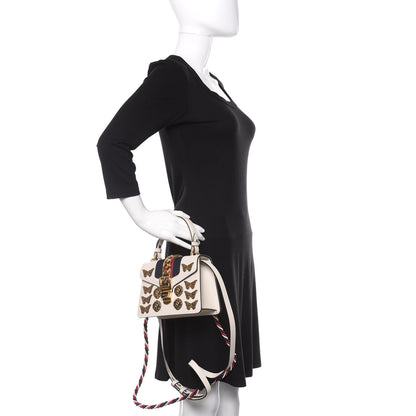 Gucci Calfskin Animal Studs Mini Sylvie Top Handle Bag White 2 of 9