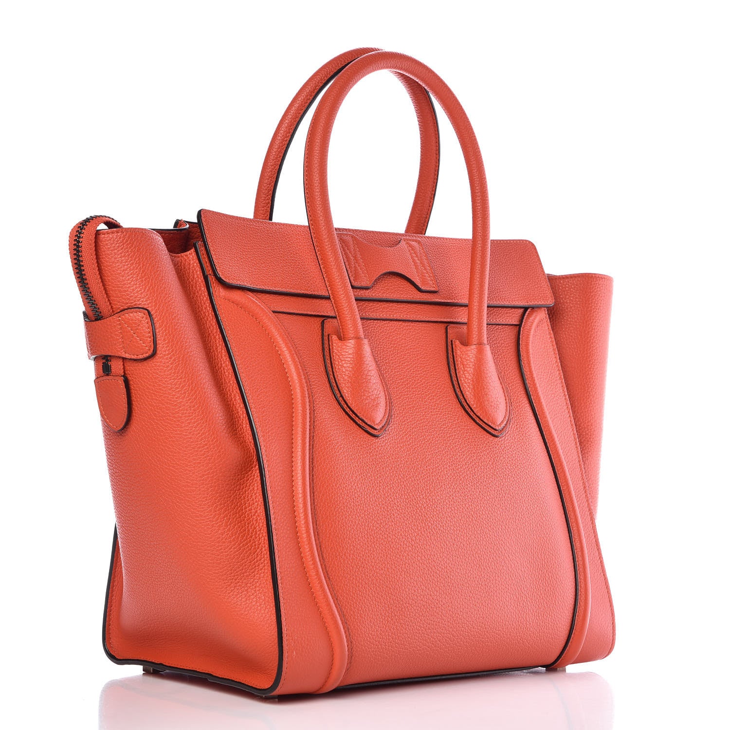 Celine Drummed Calfskin Mini Luggage Vermillion 3 of 12