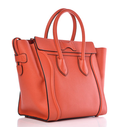 Celine Drummed Calfskin Mini Luggage Vermillion 3 of 12