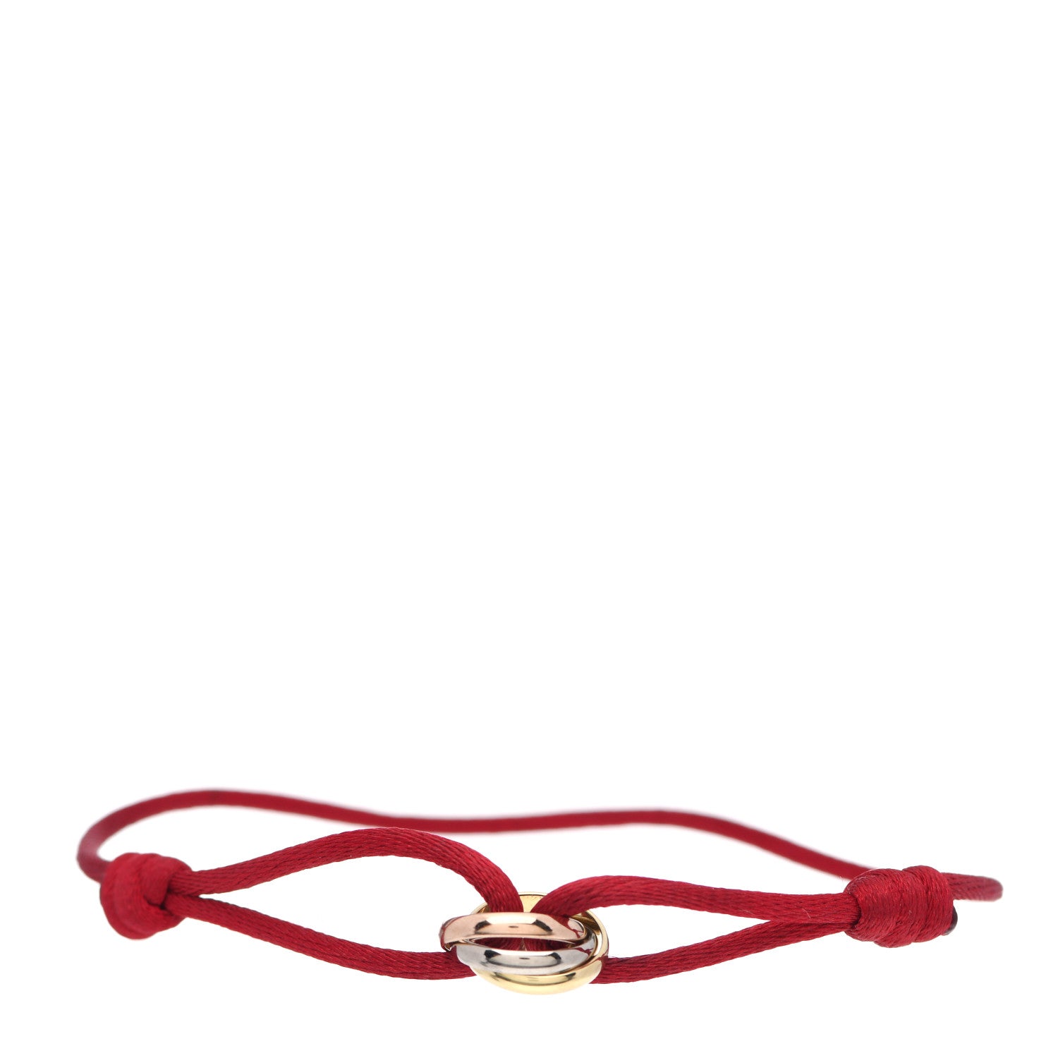 Cartier 18K Pink Yellow White Gold Trinity Cord Bracelet Red 1 of 5