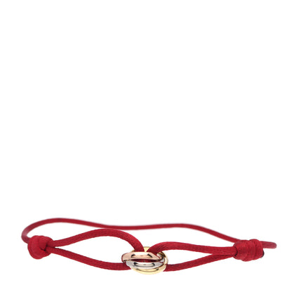 Cartier 18K Pink Yellow White Gold Trinity Cord Bracelet Red 1 of 5