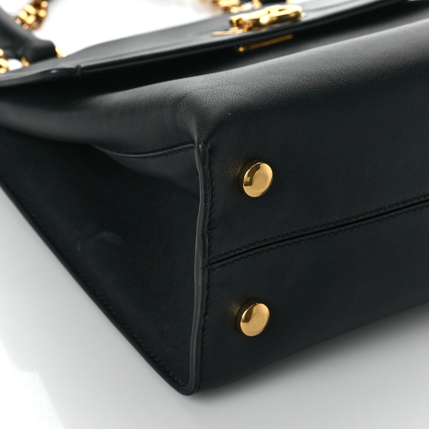 Calfskin Trifolio Top Handle Bag Black