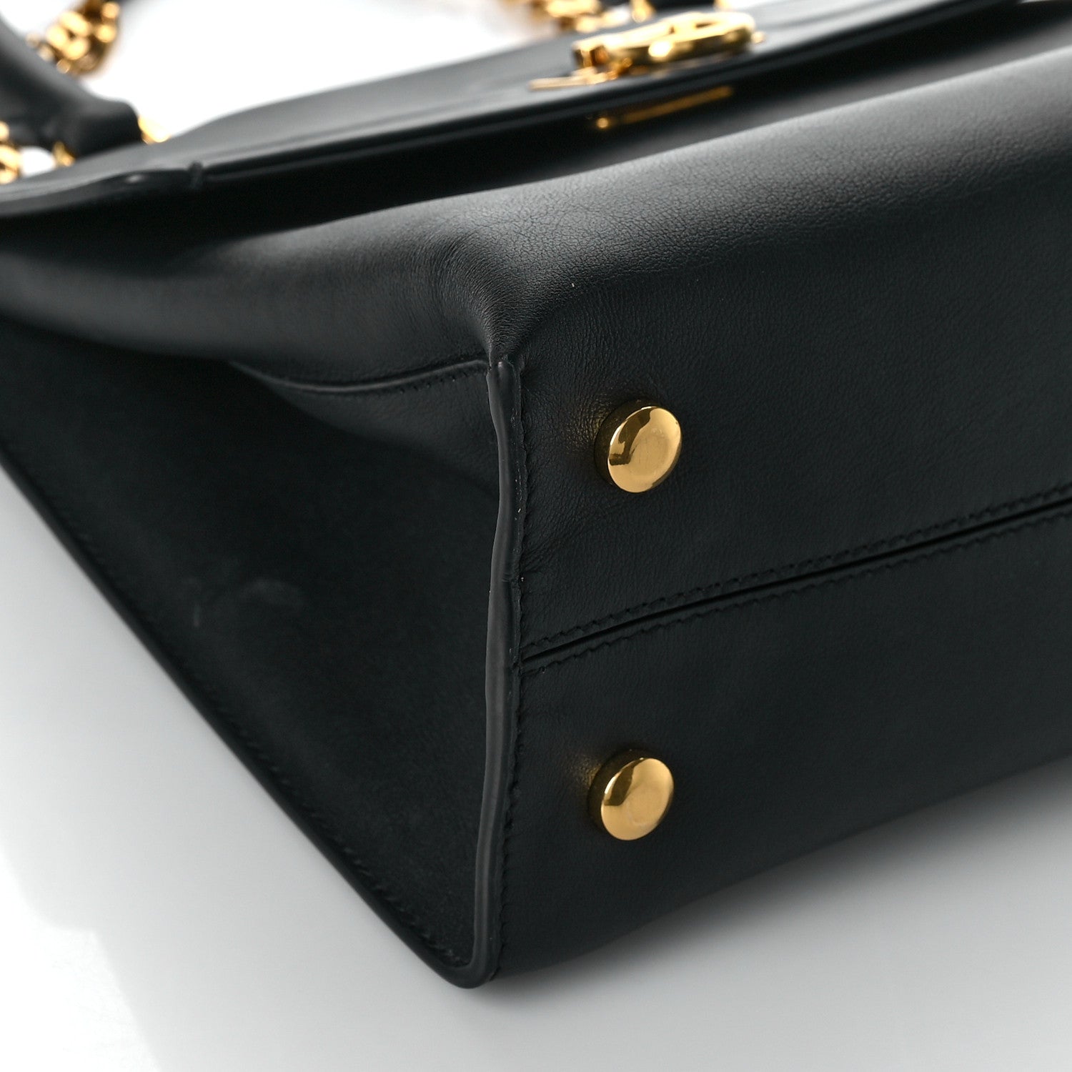Salvatore Ferragamo Calfskin Trifolio Top Handle Bag Black 7 of 11