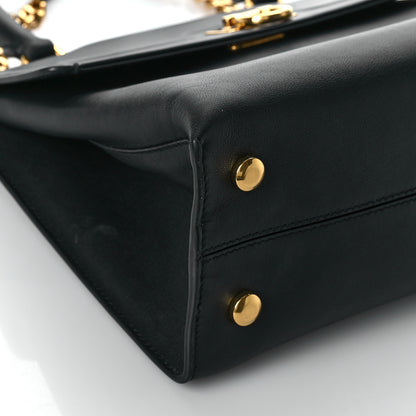Salvatore Ferragamo Calfskin Trifolio Top Handle Bag Black 7 of 11