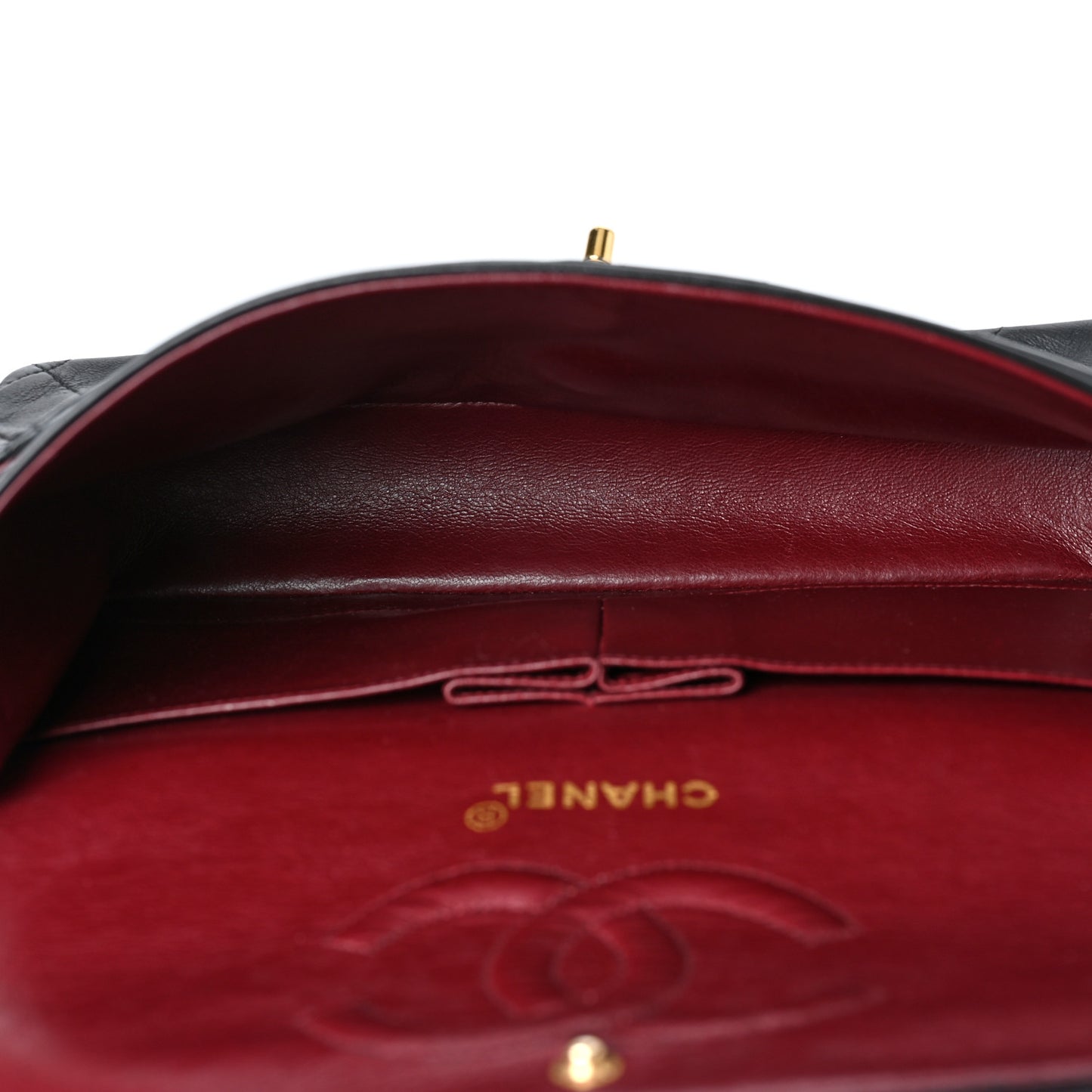 Lambskin Quilted Medium Double Flap Black