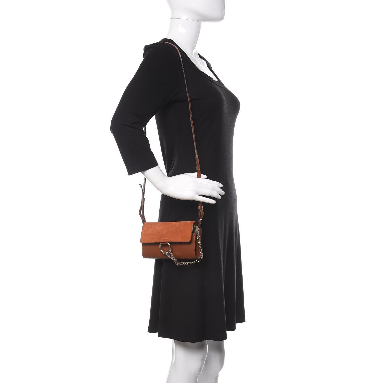 Chloe Suede Calfskin Mini Faye Shoulder Bag Tobacco 2 of 12
