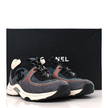 Chanel Nylon Calfskin Suede Womens CC Sneakers 36 Grey Pink 8 of 8