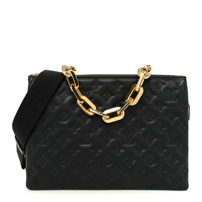 Louis Vuitton Lambskin Embossed Monogram Coussin MM Black 1 of 11