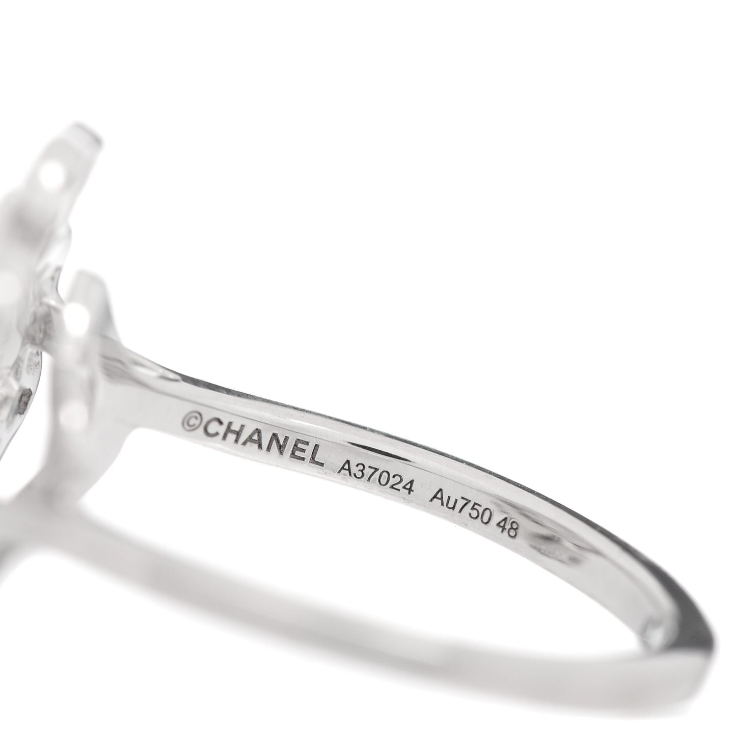 18K White Gold Diamond Small Bouton de Camelia Ring 47 4