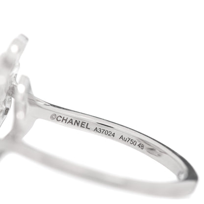 Chanel 18K White Gold Diamond Small Bouton de Camelia Ring 47 4 5 of 6