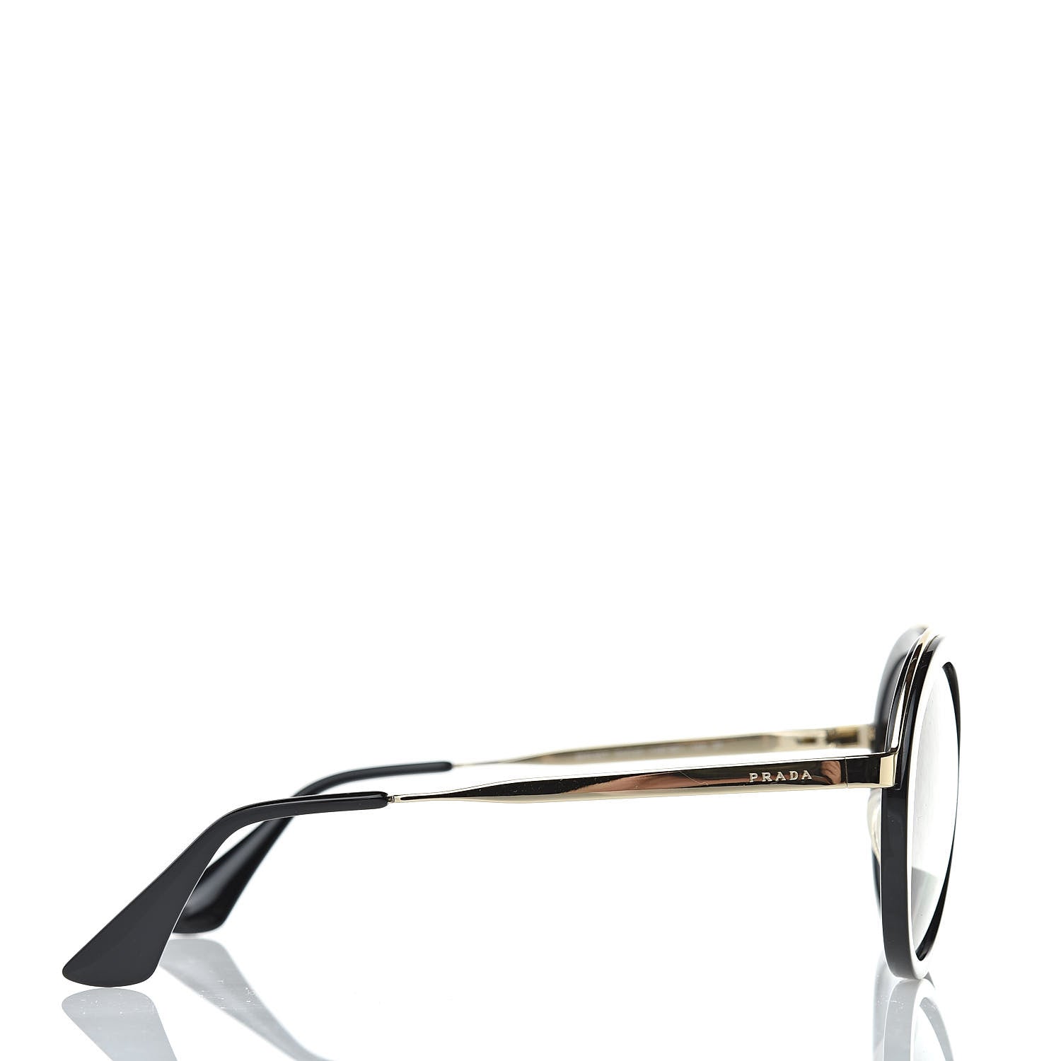 Prada Round Frame Sunglasses SPR 50T Black 3 of 8