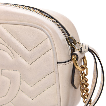 Gucci Calfskin Matelasse Mini GG Marmont Chain Shoulder Bag White 16 of 19