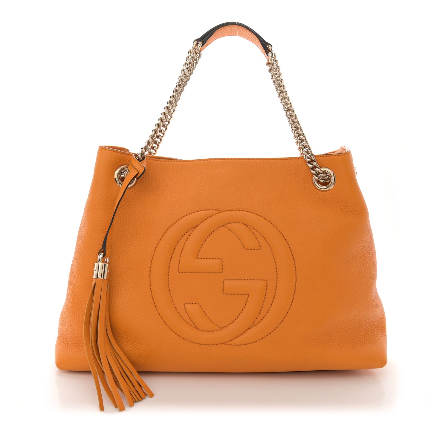 Pebbled Calfskin Medium Soho Chain Shoulder Bag Curcuma