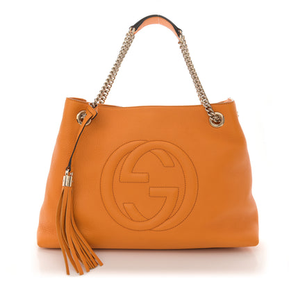 Gucci Pebbled Calfskin Medium Soho Chain Shoulder Bag Curcuma 1 of 10