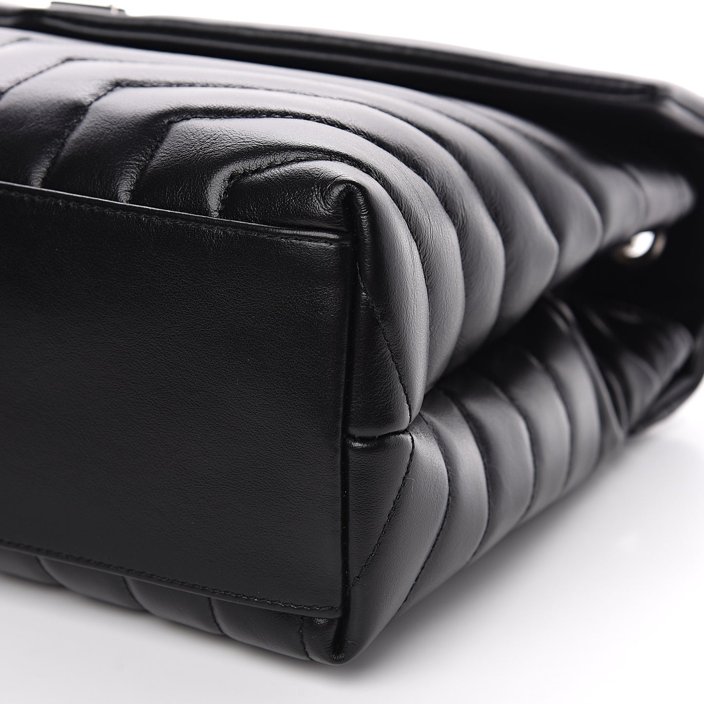Calfskin Y Quilted Monogram Medium Loulou Chain Satchel Black