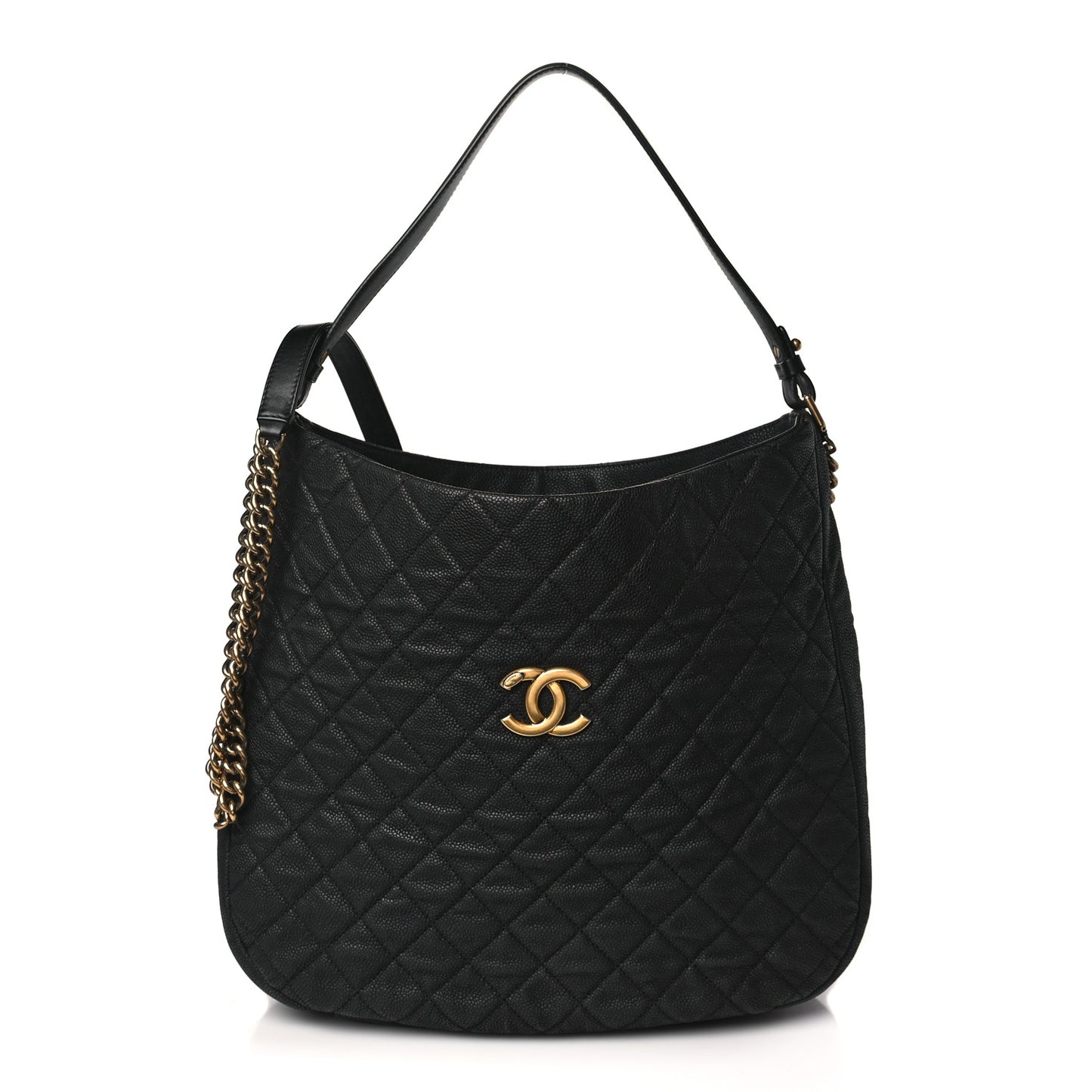 Iridescent Caviar Quilted Country Chic Hobo Black